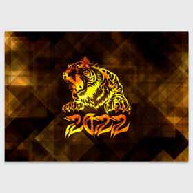 Поздравительная открытка с принтом Хищник Тигр 2022 в Санкт-Петербурге, 100% бумага | плотность бумаги 280 г/м2, матовая, на обратной стороне линовка и место для марки
 | 2022 | tiger | восточный тигр | год тигра | кошка | тигр | тигренок | хищник