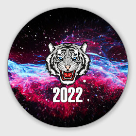 Круглый коврик для мышки с принтом ЧЁРНЫЙ ТИГР НОВЫЙ ГОД 2022   GRAY TIGER NEW YEAR в Санкт-Петербурге, резина и полиэстер | круглая форма, изображение наносится на всю лицевую часть | Тематика изображения на принте: 2022 | beast | merry christmas | new year | red bow | santa hat | snow | tiger | winter | winter is coming | year of the tiger | год тигра | дед мороз | животные | звери | зверь | зима | зима 2022 | зима близко | новог | новогодни