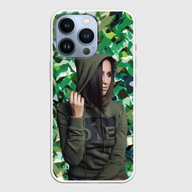 Чехол для iPhone 13 Pro с принтом Olga Buzova   camouflage в Санкт-Петербурге,  |  | Тематика изображения на принте: beauty | camouflage | celebrity | girl | military | olga buzova | девушка | знаменитость | камуфляж | красавица | ольга бузова