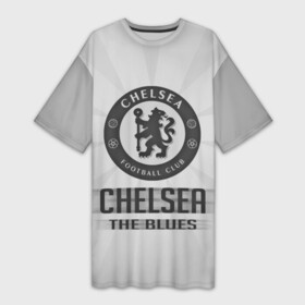 Платье-футболка 3D с принтом Chelsea FC Graphite Theme в Санкт-Петербурге,  |  | blues | chelsea | london | англия | апл | лига чемпионов | лондон | премьер лига | синие | футбол | челси