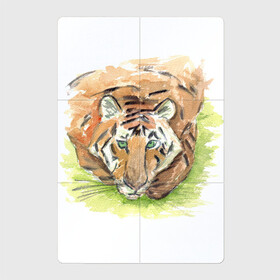 Магнитный плакат 2Х3 с принтом Портрет тигра с зелёными глазами в Санкт-Петербурге, Полимерный материал с магнитным слоем | 6 деталей размером 9*9 см | 2022 | глаза | животное | зверь | китайский календарь | кошка | новый год | оранжевый | полоски | символ года | тигр | хищник