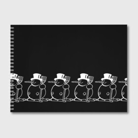 Альбом для рисования с принтом Снеговик на черном фоне в Санкт-Петербурге, 100% бумага
 | матовая бумага, плотность 200 мг. | snowman | зима | минимализм | новый год | снеговик