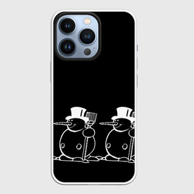 Чехол для iPhone 13 Pro с принтом Снеговик на черном фоне в Санкт-Петербурге,  |  | snowman | зима | минимализм | новый год | снеговик