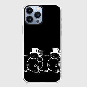 Чехол для iPhone 13 Pro Max с принтом Снеговик на черном фоне в Санкт-Петербурге,  |  | snowman | зима | минимализм | новый год | снеговик
