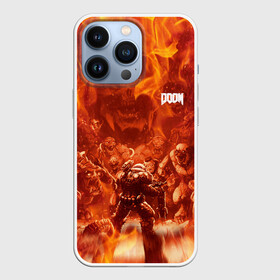 Чехол для iPhone 13 Pro с принтом Hell Monster vs Doom в Санкт-Петербурге,  |  | demons | devil | doom | doom eternal | doom slayer | doomguy | hell | slayer | ад | демон | демоны | дум | дум гай | думгай | солдат рока