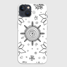 Чехол для iPhone 13 с принтом Паттерн из простых чёрных снежинок в Санкт-Петербурге,  |  | бесшовный | графика | зима | зимний | зимний паттерн | карандашом | паттерн | простые снежинки | снег | снегопад | снежинка | снежинки | чёрные снежинки | чёрный карандаж