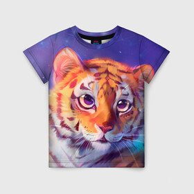 Детская футболка 3D с принтом Тигренок 2022 в Санкт-Петербурге, 100% гипоаллергенный полиэфир | прямой крой, круглый вырез горловины, длина до линии бедер, чуть спущенное плечо, ткань немного тянется | 2022 | лучшее | новый год | подарок | тигр | тигренок | топ