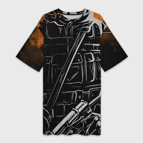 Платье-футболка 3D с принтом Вооруженный в Санкт-Петербурге,  |  | армия | в топе | в тренде | зеленое | оружие | силовики | спецназ | цвета