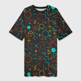 Платье-футболка 3D с принтом Геометрическая Абстракция (Частицы) в Санкт-Петербурге,  |  | абстракция | геометрическая абстракция | геометрия | рисунок | частицы
