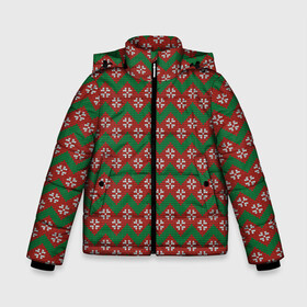 Зимняя куртка для мальчиков 3D с принтом Knitted Snowflake Pattern в Санкт-Петербурге, ткань верха — 100% полиэстер; подклад — 100% полиэстер, утеплитель — 100% полиэстер | длина ниже бедра, удлиненная спинка, воротник стойка и отстегивающийся капюшон. Есть боковые карманы с листочкой на кнопках, утяжки по низу изделия и внутренний карман на молнии. 

Предусмотрены светоотражающий принт на спинке, радужный светоотражающий элемент на пуллере молнии и на резинке для утяжки | Тематика изображения на принте: background | christmas | geometry | knitted pattern | new year | pattern | snowflakes | texture | вязаный узор | геометрия | новый год | паттерн | рождество | снежинки | текстура | узор | фон