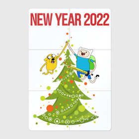 Магнитный плакат 2Х3 с принтом Adventure Time 2022 Happy New Year в Санкт-Петербурге, Полимерный материал с магнитным слоем | 6 деталей размером 9*9 см | Тематика изображения на принте: 2022 | adventure time | animation | new year | время приключений | новый год 2022