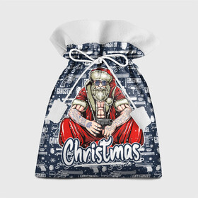 Подарочный 3D мешок с принтом Гангстер Санта Клаус   Santa Claus Gangster в Санкт-Петербурге, 100% полиэстер | Размер: 29*39 см | christmas | бита | гангстер | дед мороз | кастет | новый год | нож | оружие | пистолет | рождество | санта | снежинка