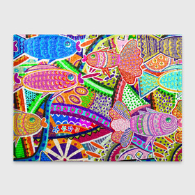 Обложка для студенческого билета с принтом Разноцветные яркие рыбки на абстрактном цветном фоне в Санкт-Петербурге, натуральная кожа | Размер: 11*8 см; Печать на всей внешней стороне | абстрактный паттерн | абстрактный фон | абстракция | аквариум | буйство красок в океане | египетские рыбки | знак зодиака рыбы | красное море | мировой океан | паттерн из рыб | разноцветные рыбы