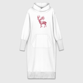 Платье удлиненное хлопок с принтом Снежный Олень в Санкт-Петербурге,  |  | волшебный олень | животное | новый год | олень | снежинки | снежный олень