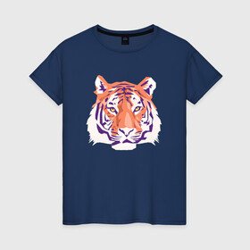 Женская футболка хлопок с принтом Тигра оранжевый в Санкт-Петербурге, 100% хлопок | прямой крой, круглый вырез горловины, длина до линии бедер, слегка спущенное плечо | 2022 | blue water tiger | год тигра | дедмороз | ёлка | кошка | новыйгод | полосатый год | синий тигр | тигриный новый год | черный тигра