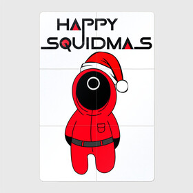 Магнитный плакат 2Х3 с принтом HAPPY SQUIDMAS в Санкт-Петербурге, Полимерный материал с магнитным слоем | 6 деталей размером 9*9 см | Тематика изображения на принте: 2022 | happy squidmas | new year | new year squid game | squid game | squid games | игра в кальмара | игра кальмара | мемы игра в кал | новогодний игра в кальмара | новый год | новый год 2022 | охранник игра в кальмара