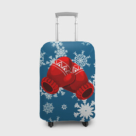 Чехол для чемодана 3D с принтом ЗИНИИ ПЕРЧАТКИ ОТ ХОЛОДА в Санкт-Петербурге, 86% полиэфир, 14% спандекс | двустороннее нанесение принта, прорези для ручек и колес | blue | cold | from | gloves | ice | new | red | snow | snowflakes | winter | year | год | зима | зинии | красный | лед | новый | от | перчатки | синий | снег | снежинки | холод | холода