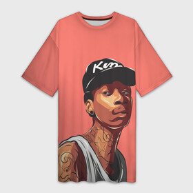 Платье-футболка 3D с принтом Wiz Khalifa Art в Санкт-Петербурге,  |  | hip hop | rap | rep | wiz halifa | wiz khalifa | виз халифа | исполнители | исполнитель | музыка | реп