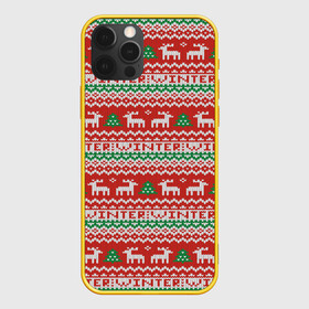 Чехол для iPhone 12 Pro с принтом Deer Christmas Pattern в Санкт-Петербурге, силикон | область печати: задняя сторона чехла, без боковых панелей | background | christmas | christmas pattern | deer | herringbone | holiday | knitted pattern | new year | pattern | texture | tree | вязаный узор | елка | елочка | новогодний узор | новый год | олени | паттерн | праздник | рождество | текстура | узор | фон