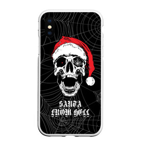 Чехол для iPhone XS Max матовый с принтом Santa Сlaus from hell в Санкт-Петербурге, Силикон | Область печати: задняя сторона чехла, без боковых панелей | Тематика изображения на принте: christmas | new year | red cap | santa claus | santa from hell | skull | spider web | дед мороз | красный колпак | новый год | паутина | рождество | санта из ада | санта клаус | череп