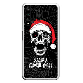 Чехол для Honor 20 с принтом Santa Сlaus from hell в Санкт-Петербурге, Силикон | Область печати: задняя сторона чехла, без боковых панелей | Тематика изображения на принте: christmas | new year | red cap | santa claus | santa from hell | skull | spider web | дед мороз | красный колпак | новый год | паутина | рождество | санта из ада | санта клаус | череп