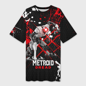 Платье-футболка 3D с принтом EMMI Metroid Dread в Санкт-Петербурге,  |  | emmi | metroid | metroid dread | емми | киборг | костюм | метроид | метройд | метройд дреад | робот | экзоскелет | эмми