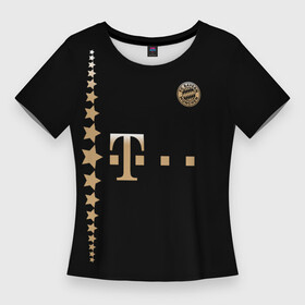 Женская футболка 3D Slim с принтом Bayern Lewandowski Black Theme в Санкт-Петербурге,  |  | bavaria | bayern | lewandowski | бавария | германия | левандовски | лига чемпионов | мюнхен | польша | футбол
