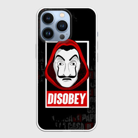 Чехол для iPhone 13 Pro с принтом LA CASA DE PAPEL DISOBEY | БУМАЖНЫЙ ДОМ в Санкт-Петербурге,  |  | bella ciao | berlin | bum bum ciao | dali | la casa de papel | money heist | nairobi | netflix | professor | resisten | somos la resistencia | tokyo | белла чао | берлин | бум бум чао | бумажный дом | дали | лиссабон | маска дали | наироби |