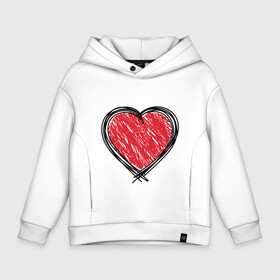 Детское худи Oversize хлопок с принтом Doodle Heart в Санкт-Петербурге, френч-терри — 70% хлопок, 30% полиэстер. Мягкий теплый начес внутри —100% хлопок | боковые карманы, эластичные манжеты и нижняя кромка, капюшон на магнитной кнопке | граффити | карандаш | любовь | набросок | рисунок | сердце | эских