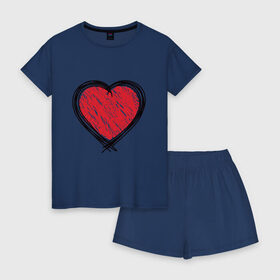 Женская пижама с шортиками хлопок с принтом Doodle Heart в Санкт-Петербурге, 100% хлопок | футболка прямого кроя, шорты свободные с широкой мягкой резинкой | граффити | карандаш | любовь | набросок | рисунок | сердце | эских