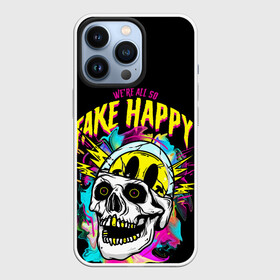 Чехол для iPhone 13 Pro с принтом Fake Happy Фальшивое счастье в Санкт-Петербурге,  |  | Тематика изображения на принте: fake happy | happy | пестрый дым | фальшивое счастье | череп
