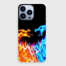 Чехол для iPhone 13 Pro с принтом FIRE DRAGONS    ОГНЕННЫЕ ДРАКОНЫ в Санкт-Петербурге,  |  | blue fire | dragons | fire | горит | дракон | огонь | плямя | свет | синий