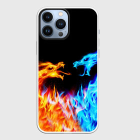 Чехол для iPhone 13 Pro Max с принтом FIRE DRAGONS    ОГНЕННЫЕ ДРАКОНЫ в Санкт-Петербурге,  |  | blue fire | dragons | fire | горит | дракон | огонь | плямя | свет | синий