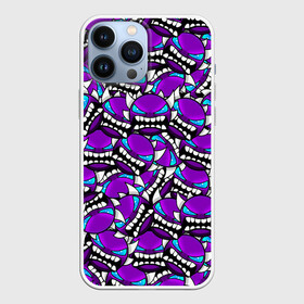 Чехол для iPhone 13 Pro Max с принтом GEOMETRY DASH VIOLET DEMON PATTERN в Санкт-Петербурге,  |  | Тематика изображения на принте: 2d | arcade | demon | game | geometry dash | meltdown | robtop | smile | аркада | геометрический тире | демон | раннер | смайлы | эмоции