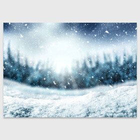 Поздравительная открытка с принтом МОРОЗНАЯ СВЕЖЕСТЬ | МЕТЕЛЬ в Санкт-Петербурге, 100% бумага | плотность бумаги 280 г/м2, матовая, на обратной стороне линовка и место для марки
 | 2022 | christmas | cold | merry | new | snow | winter | year | буря | год | елка | елки | ель | зима | лес | метель | мороз | новый | рождество | снег | снежинка | снежинки | снежная | холод