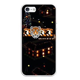 Чехол для iPhone 5/5S матовый с принтом Ночной новогодний город 2022 год тигра в Санкт-Петербурге, Силикон | Область печати: задняя сторона чехла, без боковых панелей | 2022 | год тигра | новый год | новый год 2022 | символ года | тигр | тигренок | тигрица | тигры