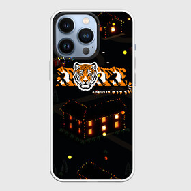 Чехол для iPhone 13 Pro с принтом Ночной новогодний город 2022 год тигра в Санкт-Петербурге,  |  | Тематика изображения на принте: 2022 | год тигра | новый год | новый год 2022 | символ года | тигр | тигренок | тигрица | тигры