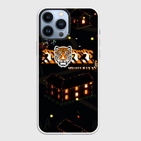 Чехол для iPhone 13 Pro Max с принтом Ночной новогодний город 2022 год тигра в Санкт-Петербурге,  |  | Тематика изображения на принте: 2022 | год тигра | новый год | новый год 2022 | символ года | тигр | тигренок | тигрица | тигры