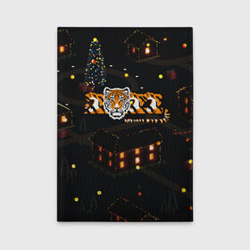 Обложка для автодокументов с принтом Ночной новогодний город 2022 год тигра в Санкт-Петербурге, натуральная кожа |  размер 19,9*13 см; внутри 4 больших “конверта” для документов и один маленький отдел — туда идеально встанут права | 2022 | год тигра | новый год | новый год 2022 | символ года | тигр | тигренок | тигрица | тигры