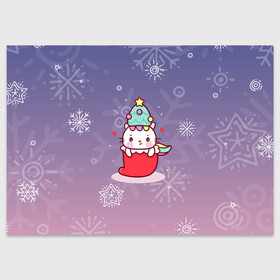 Поздравительная открытка с принтом Happy New Year 2022. Сat 1 в Санкт-Петербурге, 100% бумага | плотность бумаги 280 г/м2, матовая, на обратной стороне линовка и место для марки
 | 2022 | 22 | cat | happy new year | holiday | new year | гирлянда | кот | котенок | новый год | праздник | рождество