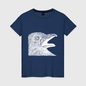 Женская футболка хлопок с принтом Крик белого ворона в Санкт-Петербурге, 100% хлопок | прямой крой, круглый вырез горловины, длина до линии бедер, слегка спущенное плечо | белая ворона | ворон | ворона | депрессия | злая птичка | птица | птичка | рисунок | ярость