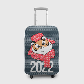 Чехол для чемодана 3D с принтом 2022 символ года в Санкт-Петербурге, 86% полиэфир, 14% спандекс | двустороннее нанесение принта, прорези для ручек и колес | 2022 | год тигра | новый год | новый год 2022 | символ года | тигр | тигренок | тигрица | тигры