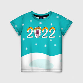 Детская футболка 3D с принтом Надпись 2022 Новый год в Санкт-Петербурге, 100% гипоаллергенный полиэфир | прямой крой, круглый вырез горловины, длина до линии бедер, чуть спущенное плечо, ткань немного тянется | Тематика изображения на принте: 2022 | год тигра | новый год | новый год 2022 | символ года | тигр | тигренок | тигрица | тигры
