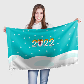 Флаг 3D с принтом Надпись 2022 Новый год в Санкт-Петербурге, 100% полиэстер | плотность ткани — 95 г/м2, размер — 67 х 109 см. Принт наносится с одной стороны | 2022 | год тигра | новый год | новый год 2022 | символ года | тигр | тигренок | тигрица | тигры