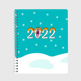 Тетрадь с принтом Надпись 2022 Новый год в Санкт-Петербурге, 100% бумага | 48 листов, плотность листов — 60 г/м2, плотность картонной обложки — 250 г/м2. Листы скреплены сбоку удобной пружинной спиралью. Уголки страниц и обложки скругленные. Цвет линий — светло-серый
 | 2022 | год тигра | новый год | новый год 2022 | символ года | тигр | тигренок | тигрица | тигры