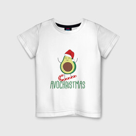 Детская футболка хлопок с принтом AVOCHRISTMAS | AVOCADO в Санкт-Петербурге, 100% хлопок | круглый вырез горловины, полуприлегающий силуэт, длина до линии бедер | 2022 | avocado | avochristmas | christmas | cold | klaus | merry | new | santa | snow | winter | year | авокадо | год | дед | зима | клаус | мороз | новый | рождество | санта | снег | холод