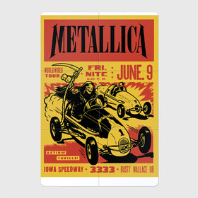 Магнитный плакат 2Х3 с принтом Metallica - Iowa Speedway playbill в Санкт-Петербурге, Полимерный материал с магнитным слоем | 6 деталей размером 9*9 см | car | death | group | hard rock | hype | metallica | music | skull | speed | thrash metal | usa | группа | металлика | музыка | скорость | сша | тяжёлый рок | череп