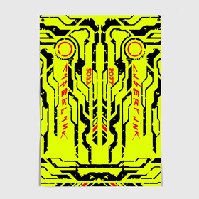 Постер с принтом Cyberpunk 2077 YELLOW в Санкт-Петербурге, 100% бумага
 | бумага, плотность 150 мг. Матовая, но за счет высокого коэффициента гладкости имеет небольшой блеск и дает на свету блики, но в отличии от глянцевой бумаги не покрыта лаком | будущее | жолтый | киберпанк | минимализм | полосы | схемы