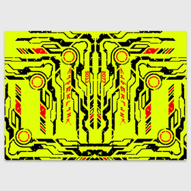 Поздравительная открытка с принтом Cyberpunk 2077 YELLOW в Санкт-Петербурге, 100% бумага | плотность бумаги 280 г/м2, матовая, на обратной стороне линовка и место для марки
 | будущее | жолтый | киберпанк | минимализм | полосы | схемы
