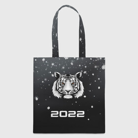 Шоппер 3D с принтом Новогодний тигр символ 2022. в Санкт-Петербурге, 100% полиэстер | Плотность: 200 г/м2; Размер: 34×35 см; Высота лямок: 30 см | 2022 | merry christmas | год тигра | зима близко | нг | новогодний | новогодний тигр | новогодняя символика | новый год | новый год 2022 | рождество | символ 2022 года | снег | снежинки | тигр